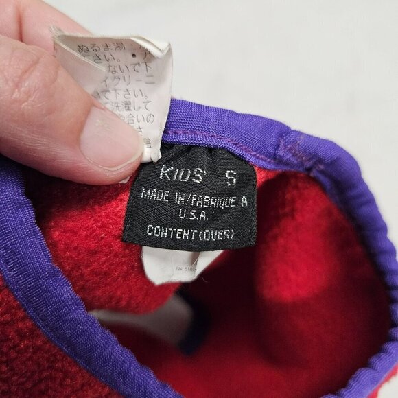 Patagonia 90s Kids'‎ Size Small Synchilla Fleece Neck Warmer Gaiter Red Purple - Picture 3 of 6